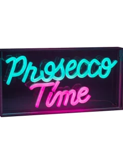näve Dekofiguren & -Objekte<LED-Schriftleuchte "Prosecco Time" in Türkis/ Pink - (B)30 x (H)15 cm