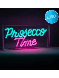 näve Dekofiguren & -Objekte<LED-Schriftleuchte "Prosecco Time" in Türkis/ Pink - (B)30 x (H)15 cm
