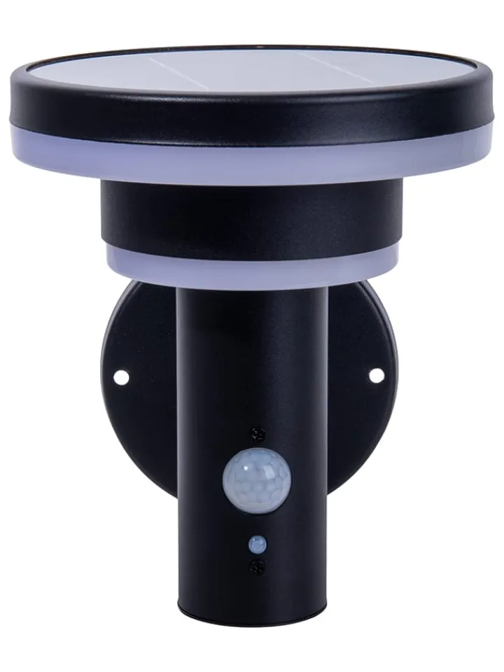 näve Außenleuchten<LED-Solar-Außenwandleuchte "Nora" in Schwarz - (B)17,5 x (H)18 x (T)16 cm