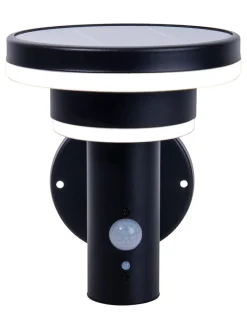 näve Außenleuchten<LED-Solar-Außenwandleuchte "Nora" in Schwarz - (B)17,5 x (H)18 x (T)16 cm