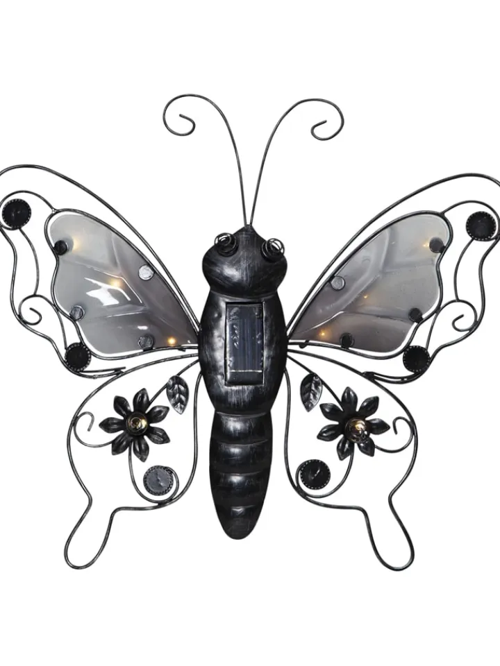 STAR Trading Gartendekoration<LED-Solar-Dekofigur "Butterfly" in Schwarz - (H)34 cm