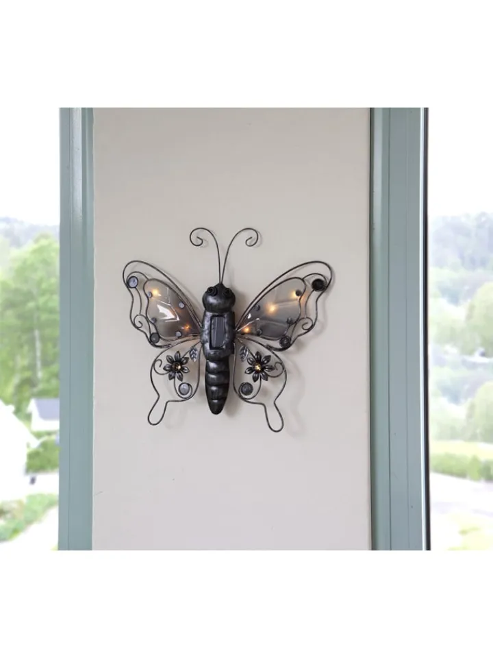 STAR Trading Gartendekoration<LED-Solar-Dekofigur "Butterfly" in Schwarz - (H)34 cm
