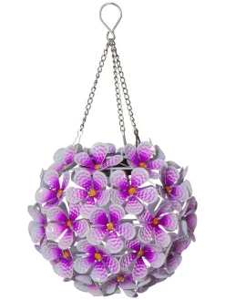 STAR Trading Außenleuchten<LED-Solar-Dekohänger "Hortensia" in Violett - Ø 16 cm
