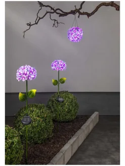 STAR Trading Außenleuchten<LED-Solar-Dekohänger "Hortensia" in Violett - Ø 16 cm