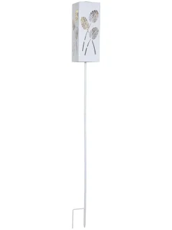 STAR Trading Außenbeleuchtung<LED-Solar-Gartenstecker "Albaleaf" in Weiß - (H)90 cm