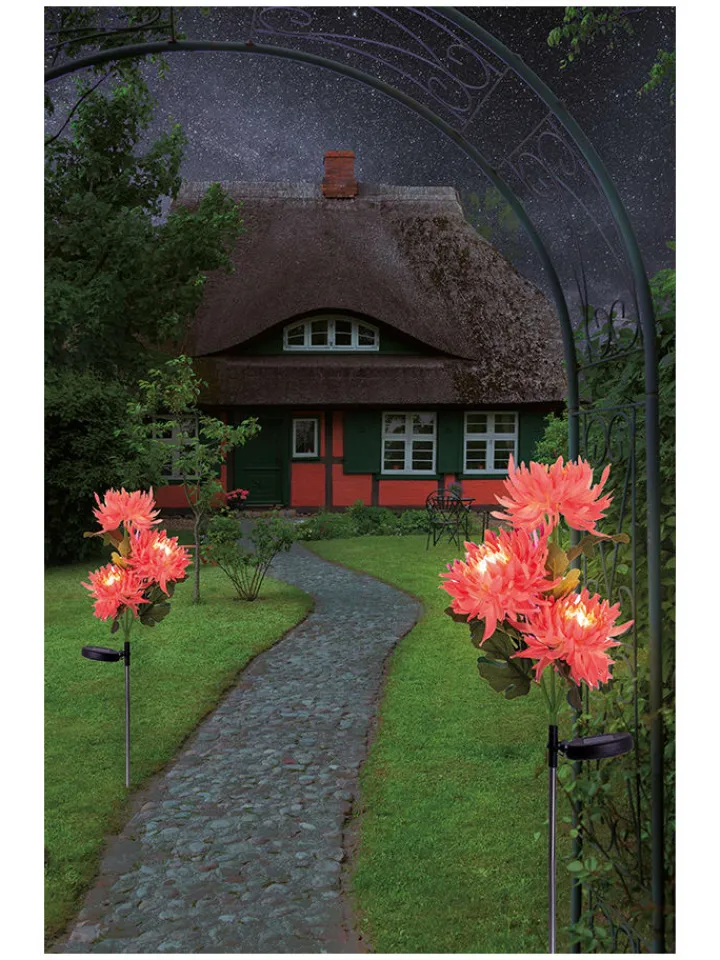 näve Außenleuchten<LED-Solar-Gartenstecker "Blume" in Pink - (H)79 cm