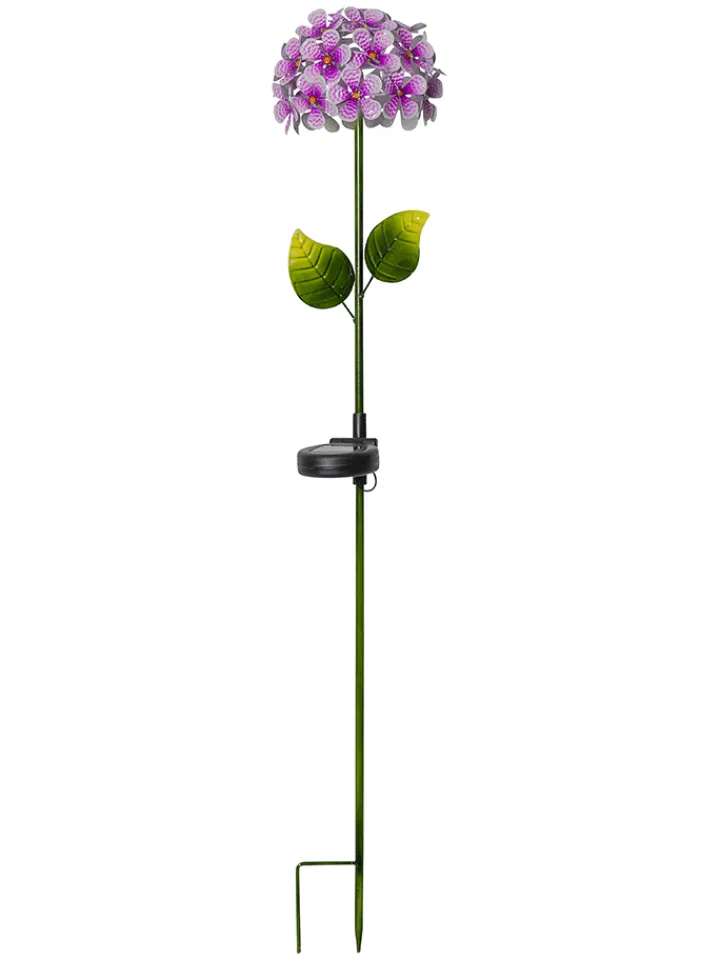 STAR Trading Außenbeleuchtung<LED-Solar-Gartenstecker "Hortensia" in Violett - (H)77 cm