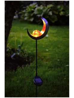 STAR Trading Außenbeleuchtung<LED-Solar-Gartenstecker "Melilla" in Schwarz/ Orange - (H)85 cm