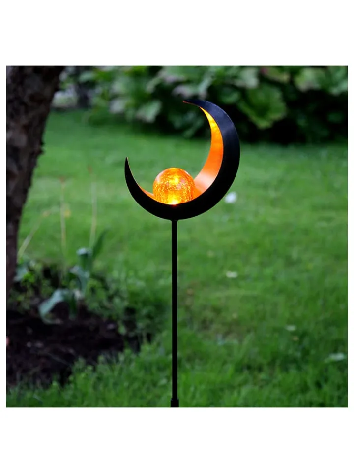 STAR Trading Außenbeleuchtung<LED-Solar-Gartenstecker "Melilla" in Schwarz/ Orange - (H)85 cm