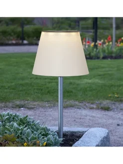 STAR Trading Außenleuchten|Außenbeleuchtung<LED-Solar-Gartenstecker "Solini" in Silber/ Weiß