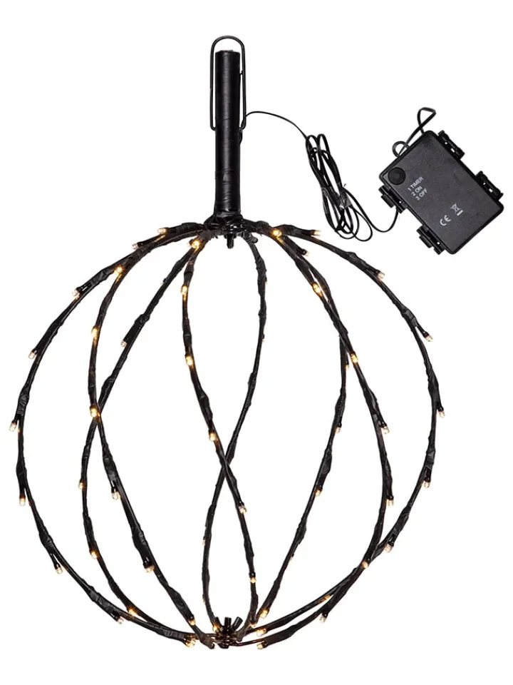 STAR Trading Außenbeleuchtung<LED-Solar-Gartenstecker "Sphere" in Schwarz - (B)30 x (H)44 cm