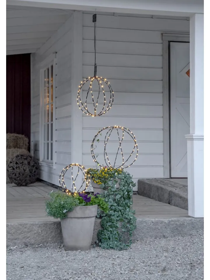 STAR Trading Außenbeleuchtung<LED-Solar-Gartenstecker "Sphere" in Schwarz - (B)30 x (H)44 cm
