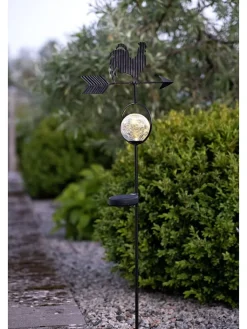 STAR Trading Gartendekoration|Gartendekoration<LED-Solar-Gartenstecker "Windy" in Schwarz - (H)81 cm