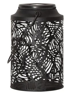 STAR Trading Außenbeleuchtung|Außenleuchten<LED-Solar-Laterne "Leafy" in Schwarz - (H)17 x Ø 11,5 cm