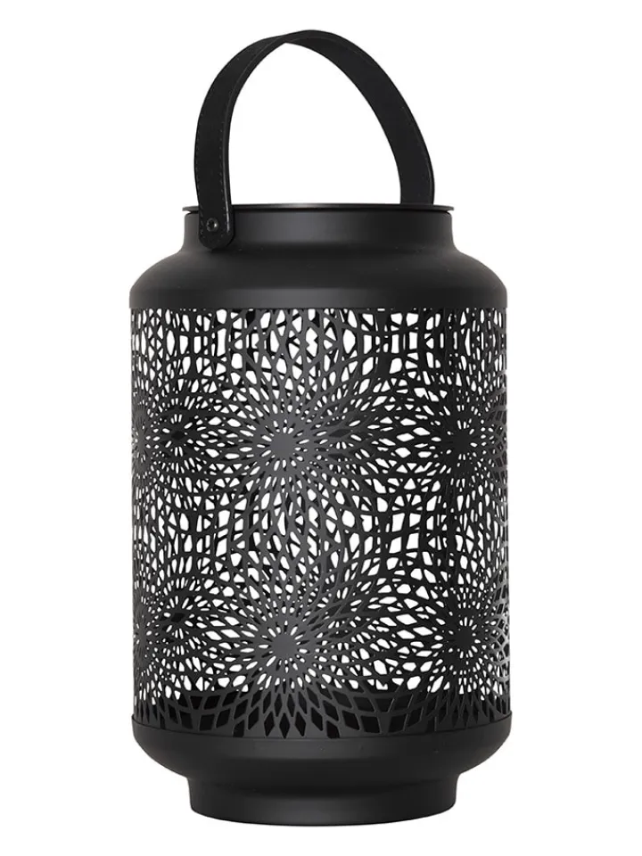 STAR Trading Außenleuchten|Außenbeleuchtung<LED-Solar-Laterne "Mandala" in Schwarz - (H)30 x Ø 19 cm