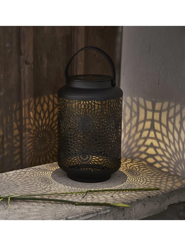 STAR Trading Außenleuchten|Außenbeleuchtung<LED-Solar-Laterne "Mandala" in Schwarz - (H)30 x Ø 19 cm