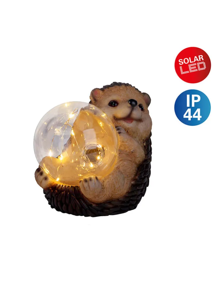 näve Außenbeleuchtung|Außenleuchten<LED-Solarleuchte "Igel" in Hellbraun - (B)14,5 x (H)17 x (T)12 cm