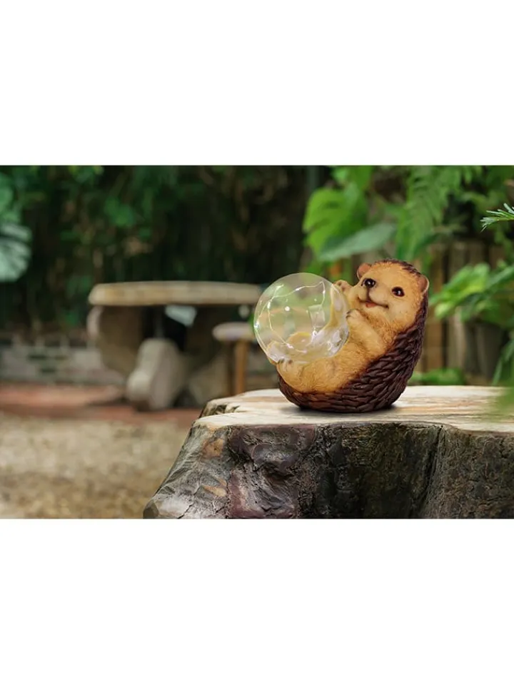 näve Außenbeleuchtung|Außenleuchten<LED-Solarleuchte "Igel" in Hellbraun - (B)14,5 x (H)17 x (T)12 cm