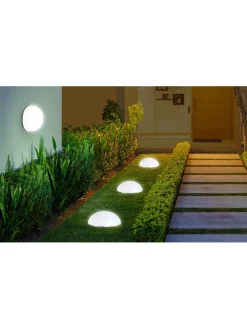 Inkazen Außenbeleuchtung<LED-Solarleuchte in Weiß - (H)10 cm - Ø 30 cm