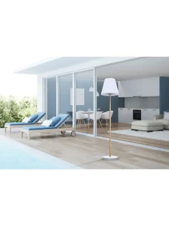 lumisky Außenbeleuchtung<LED-Solarleuchte "Standy Wood" in Weiß/ Natur - (H)150 cm