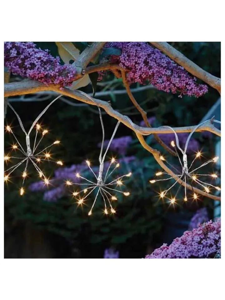 lumisky Außenbeleuchtung|Außenleuchten<LED-Solar-Lichtergirlande "Fireworks" in Weiß - (L)420 cm
