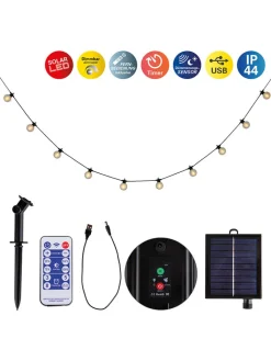 näve Außenbeleuchtung<LED-Solar-Lichterkette "Cadena" in Schwarz/ Transparent - (L)1000 cm