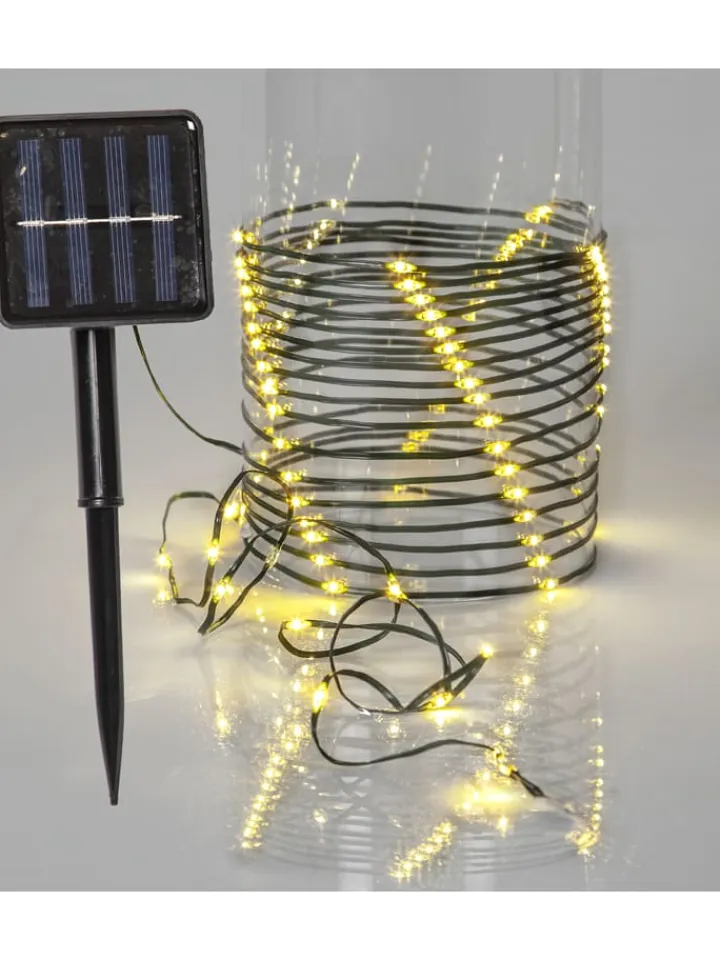STAR Trading Lichterketten & Deko-Leuchten<LED-Solarlichterkette "Dew Drop Micro" in Schwarz - (L)7,4 m