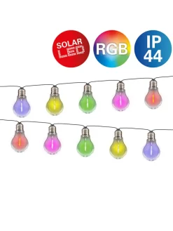 näve Außenleuchten|Außenbeleuchtung<LED-Solar-Lichterkette "Linda" in Bunt - (L)370 cm