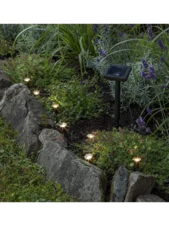 STAR Trading Lichterketten & Deko-Leuchten<LED-Solar-Lichterkette "Mini Spot" in Schwarz - (L)210 cm