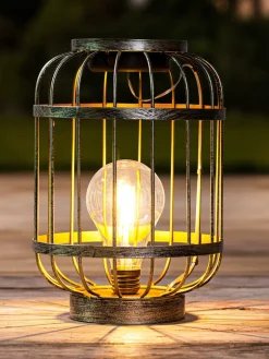 Garden Hero Außenbeleuchtung<LED-Solar-Tischlaterne in Gold/ Grün - (B)17 x (H)24 x (T)17 cm