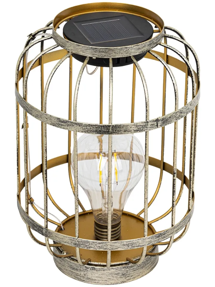 Garden Hero Außenbeleuchtung<LED-Solar-Tischlaterne in Gold/ Grün - (B)17 x (H)24 x (T)17 cm