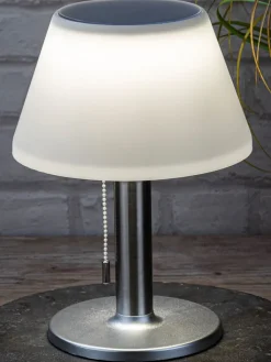 Garden Hero Außenleuchten|Außenbeleuchtung<LED-Solar-Tischleuchte in Weiß/ Silber - (H)28 x Ø 20 cm