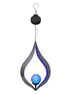 STAR Trading Gartendekoration<LED-Solar-Windspiel "Melilla" in Blau - (H)31 x Ø 18 cm
