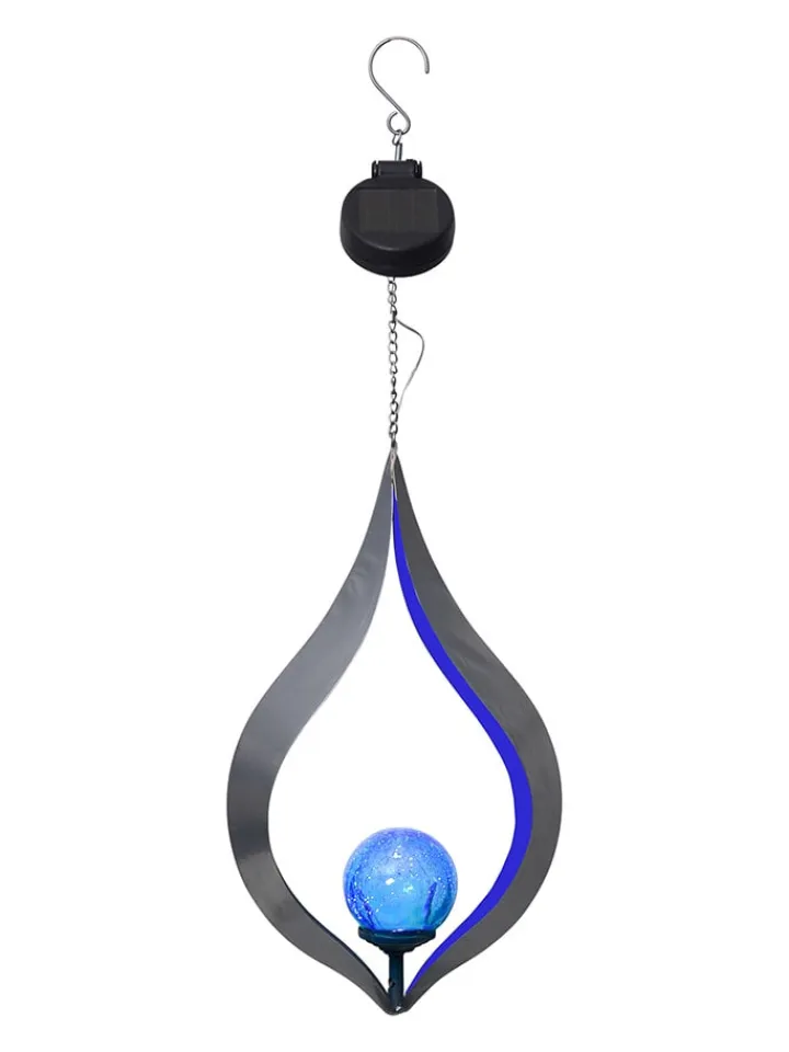STAR Trading Gartendekoration<LED-Solar-Windspiel "Melilla" in Blau - (H)31 x Ø 18 cm