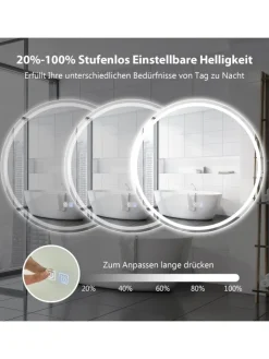 COSTWAY Spiegel<LED-Spiegel in Silber