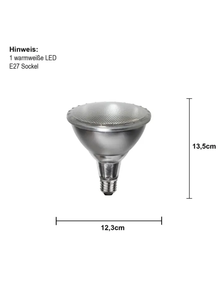 STAR Trading Leuchtmittel<LED-Spot ,Spotlight Outdoor', E27, 15W, 1150lm, silber, warmweiß