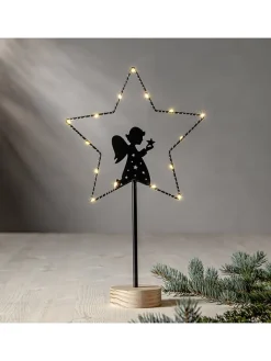 STAR Trading Stehleuchten<LED-Standleuchte "Glimta" in Schwarz/ Hellbraun - (H)42 cm