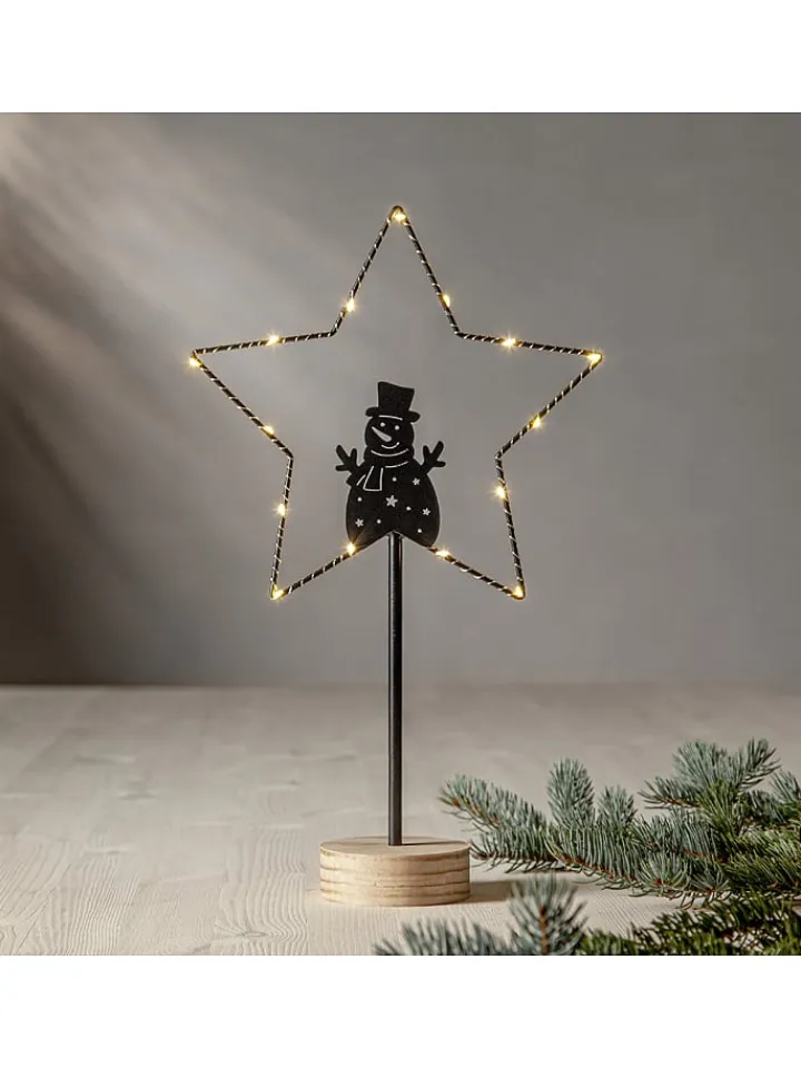 STAR Trading Stehleuchten<LED-Standleuchte "Glimta" in Schwarz/ Hellbraun - (H)42 cm