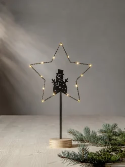 STAR Trading Stehleuchten<LED-Standleuchte "Glimta" in Schwarz/ Hellbraun - (H)42 cm