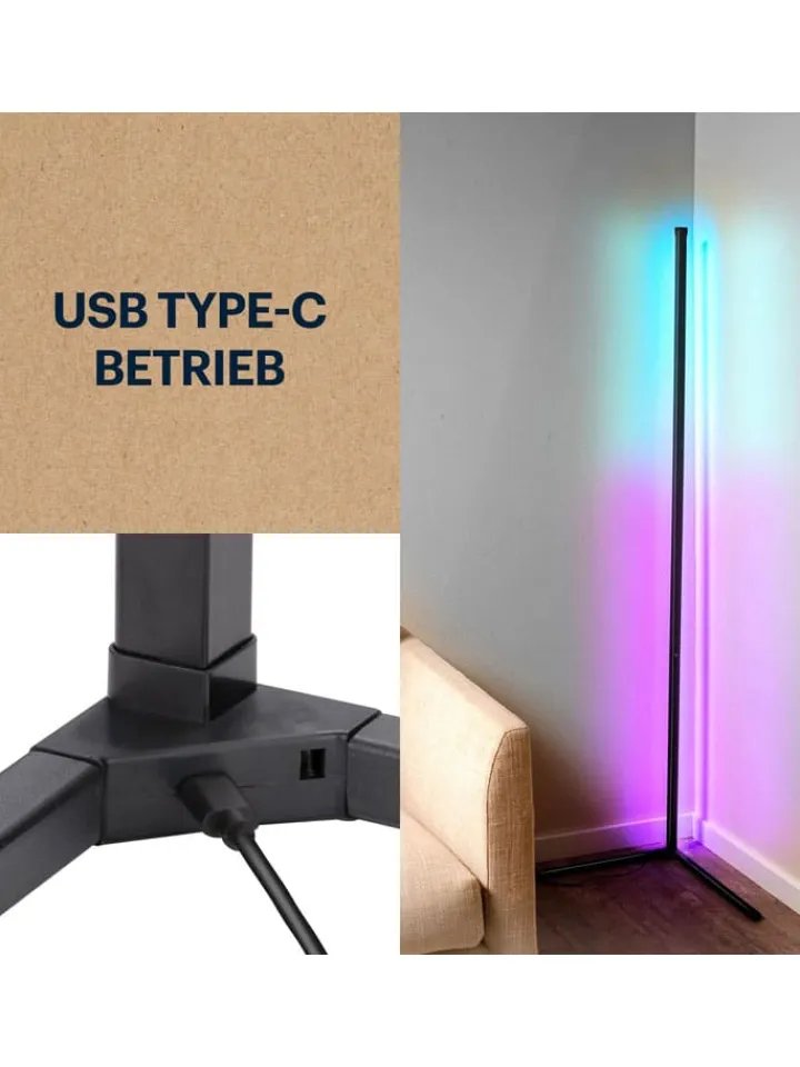 GRUNDIG Stehleuchten<LED-Standleuchte in Schwarz - (B)43 x (H)140 cm