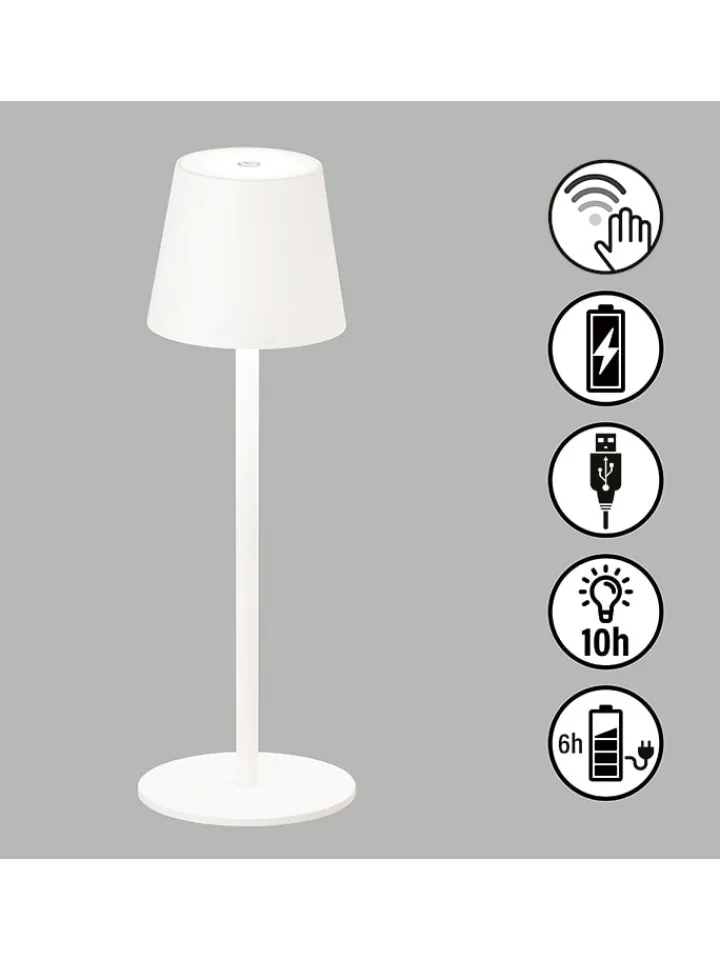 FISCHER & HONSEL Tischleuchten<LED-Tischleuchte "Tropea" in Weiß - (H)38 x Ø 12 cm