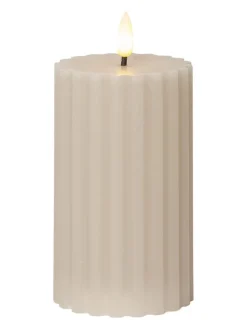 STAR Trading Tischleuchten<LED-Wachskerze "Flamme Stripe" in Beige - (H)15 cm