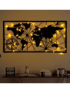 ABERTO DESIGN Wanddekoration<LED-Wanddekor "World Map" - (B)120 x (H)60 cm