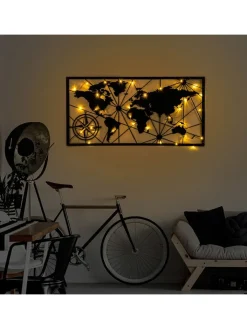 ABERTO DESIGN Wanddekoration<LED-Wanddekor "World Map" - (B)120 x (H)60 cm