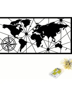 ABERTO DESIGN Wanddekoration<LED-Wanddekor "World Map" - (B)120 x (H)60 cm