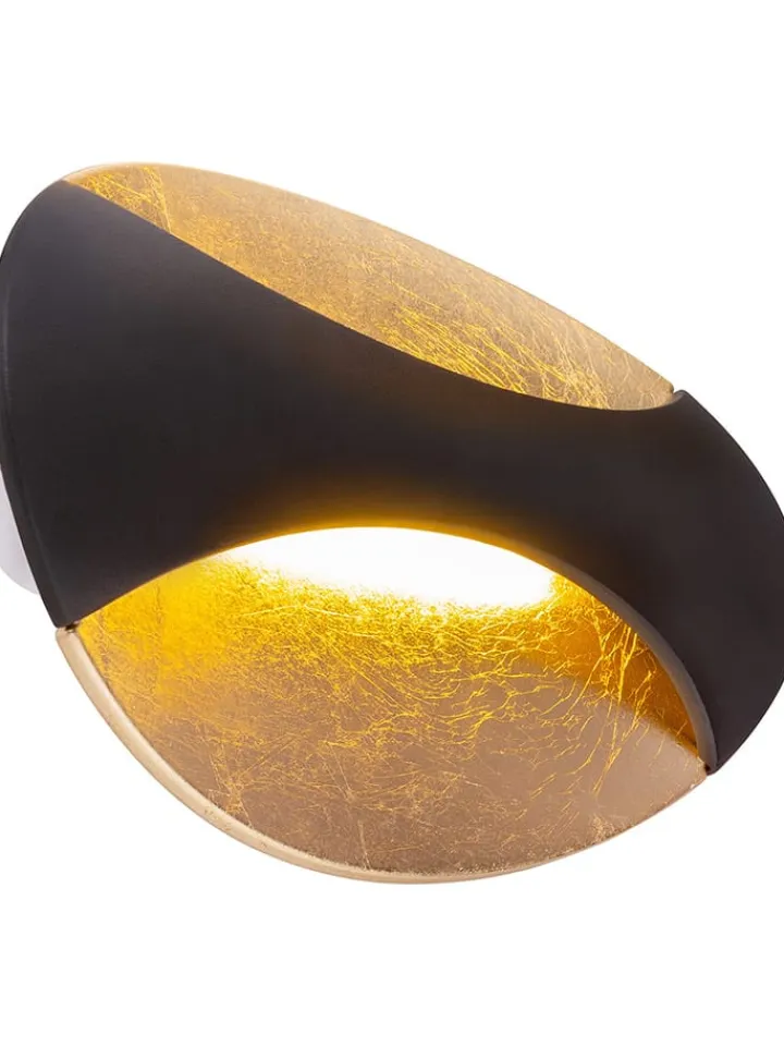 Globo lighting Wandleuchten<LED-Wandleuchte "Alexandra" in Schwarz/ Gold - (B)21 x (H)15 cm