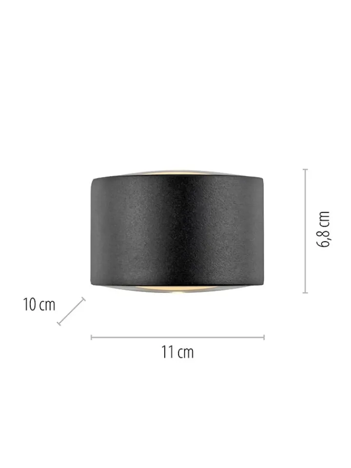 Paul Neuhaus Wandleuchten<LED-Wandleuchte in Schwarz - (H)6,8 x Ø 11