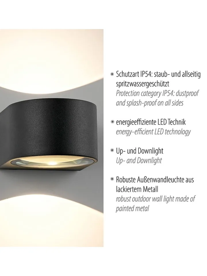 Paul Neuhaus Wandleuchten<LED-Wandleuchte in Schwarz - (H)6,8 x Ø 11