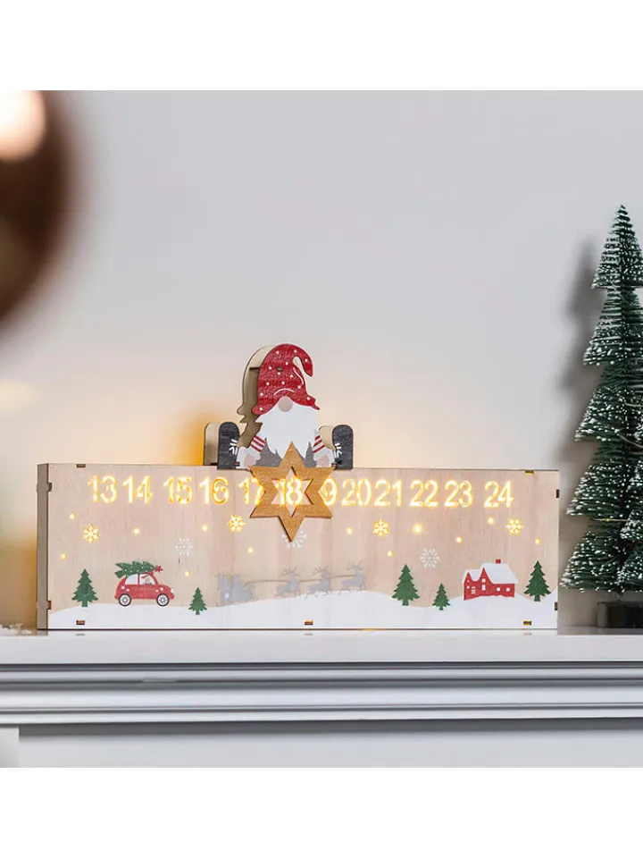 Profiline Lichterketten & Deko-Leuchten<LED-Weihnachtskalender in Natur/ Bunt - (B)40 x (H)21 cm