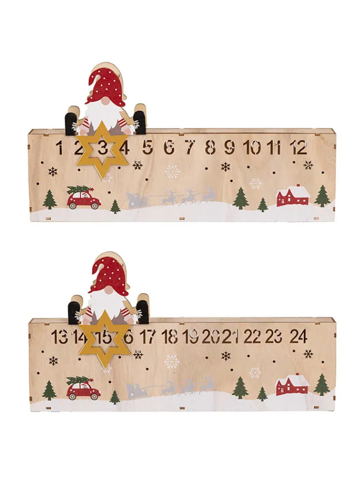 Profiline Lichterketten & Deko-Leuchten<LED-Weihnachtskalender in Natur/ Bunt - (B)40 x (H)21 cm